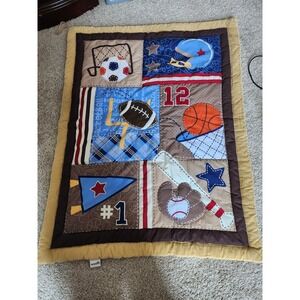 Wovnelife Sports Quilt Baby Blanket Patchwork Soccer Baseball Football